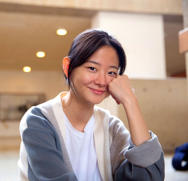 International student in the library