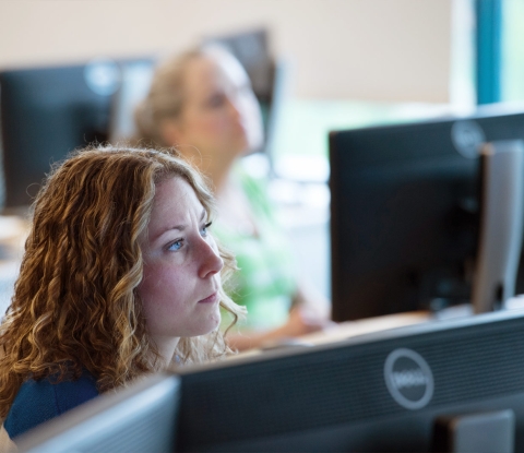 Student in a computer class
