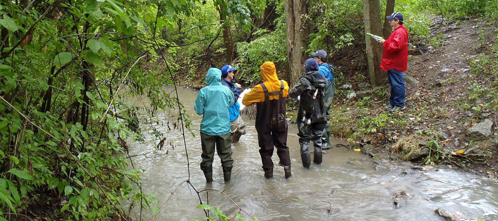 Geography students working in the field.